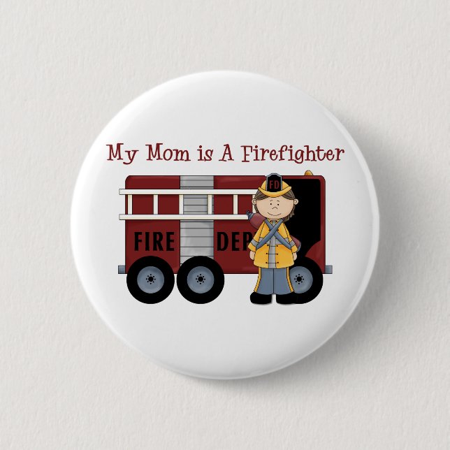Badge Rond 5 Cm Ma mère est pompière (Devant)
