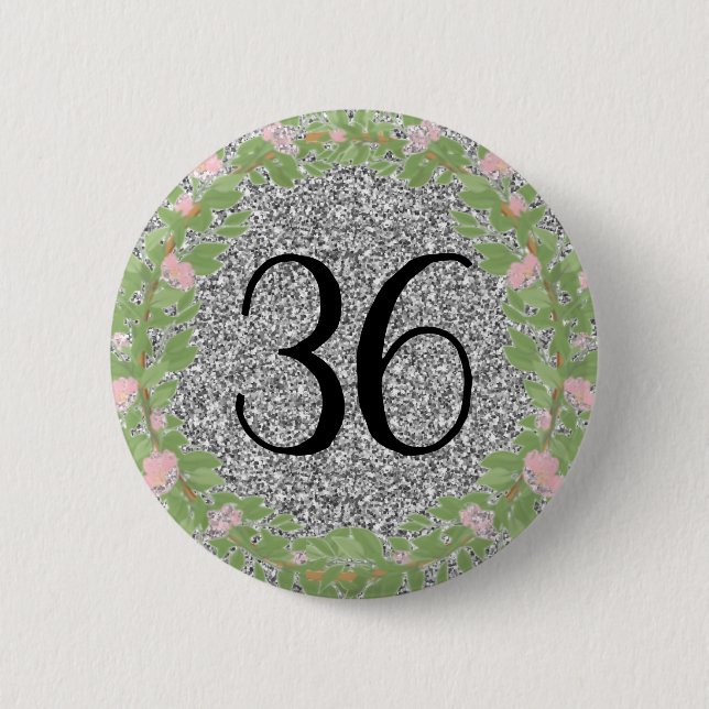 Badge Rond 5 Cm Ma Parties scintillant d'argent d'anniversaire Cla (Devant)