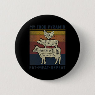 Badge Rond 5 Cm Ma pyramide alimentaire Manger de la viande Répéte