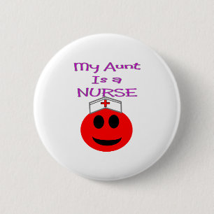 Badge Rond 5 Cm Ma tante est une infirmière ROUGE