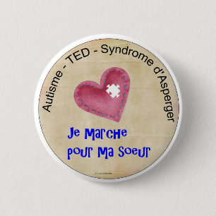 Badge Rond 5 Cm Macaron Je marche pour ma soeur