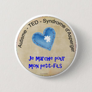 Badge Rond 5 Cm Macaron Je marche pour mon petit-fils
