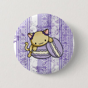 Badge Rond 5 Cm Macaron Kitty