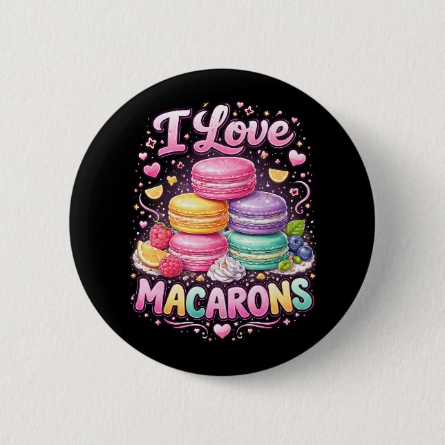 Badge Rond 5 Cm Macarons Amour Sucré (Devant)