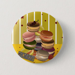 Badge Rond 5 Cm Macarons Vintage