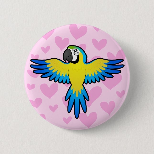 Badge Rond 5 Cm Macaw / Parrot Love (Devant)