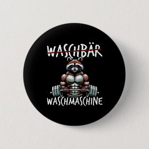 Badge Rond 5 Cm Machine à laver Raccoon Raccoon Fitness Bodybuildi