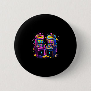 Badge Rond 5 Cm Machine à sous chanceuse Casino Jeux d'argent Amat
