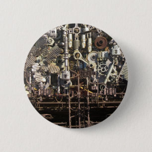 Badge Rond 5 Cm Machines mécaniques Steampunk