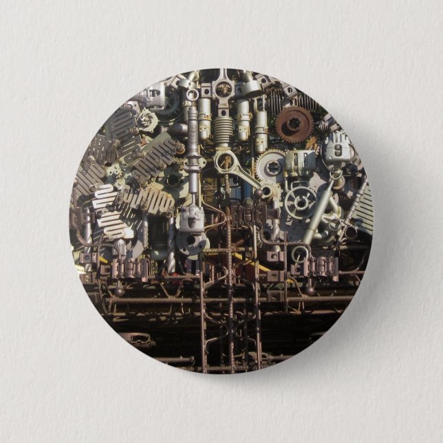 Badge Rond 5 Cm Machines mécaniques Steampunk (Devant)