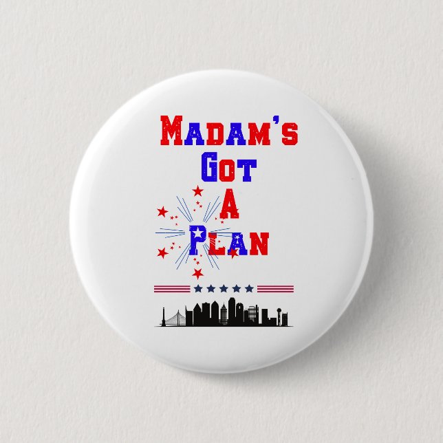 Badge Rond 5 Cm Madame a un plan Patriotic American Flag (Devant)