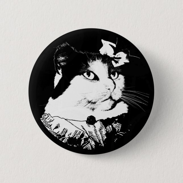 Badge Rond 5 Cm Madame Abigaïl Cat Button (Devant)
