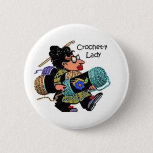 Badge Rond 5 Cm Madame Button de Crochet-y