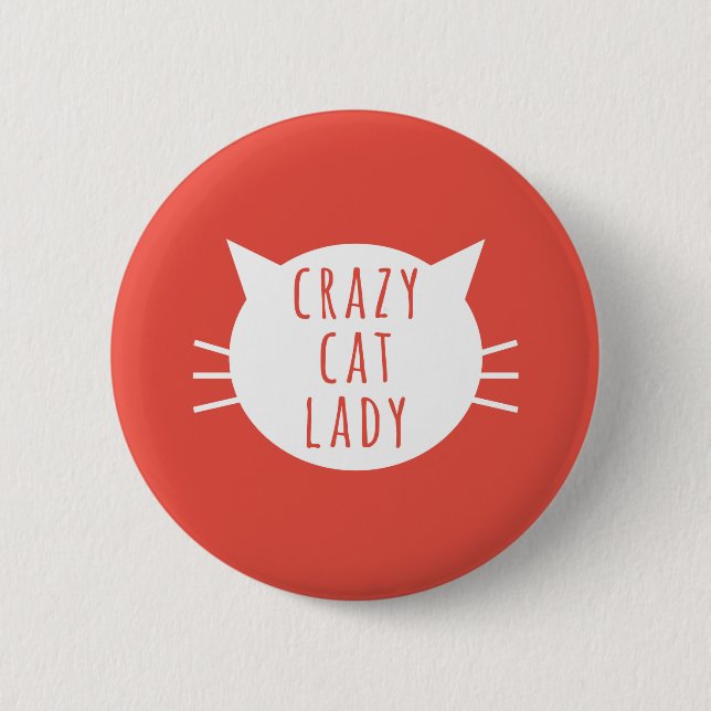 Badge Rond 5 Cm Madame folle Funny Button Red de chat (Devant)