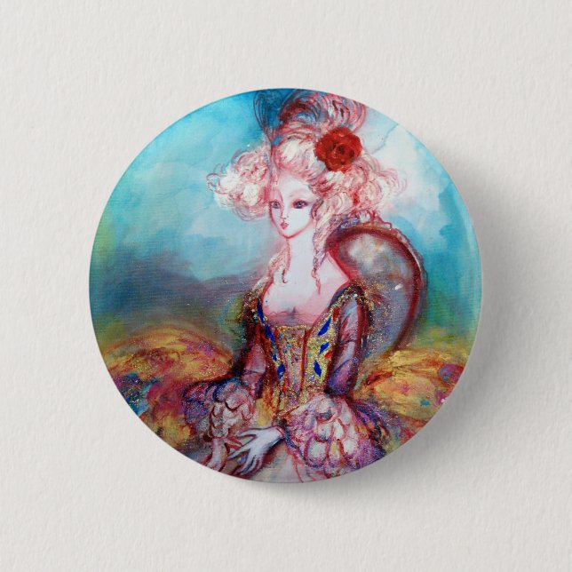 Badge Rond 5 Cm MADAME POMPADOUR Élégante mode beauté (Devant)