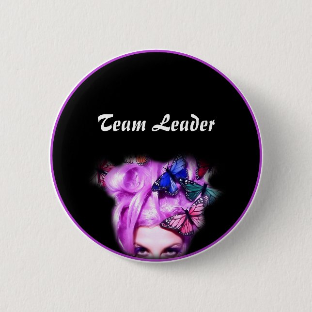 Badge Rond 5 Cm Madame pourpre Button de papillon de cheveux (Devant)
