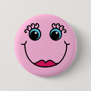 Badge Rond 5 Cm Madame rose Girly Emoji font face