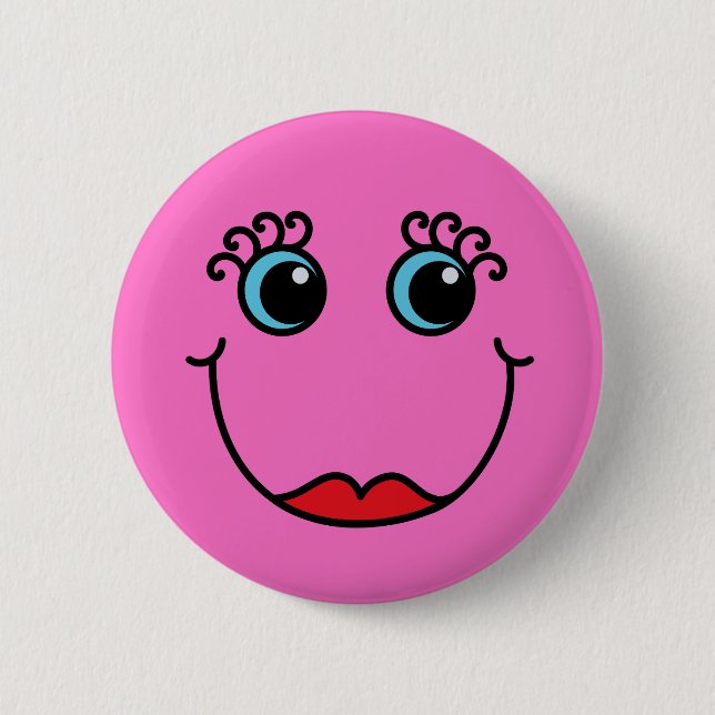 Badge Rond 5 Cm Madame rose visage (Devant)