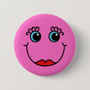Badge Rond 5 Cm Madame rose visage