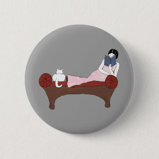 Badge Rond 5 Cm Madame, un chat et bouton très bon de livre d'A