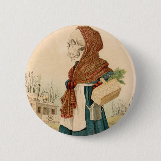 Badge Rond 5 Cm Madame végétale squelettique (Devant)