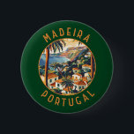Badge Rond 5 Cm Madeira Portugal Cercle retro en détresse<br><div class="desc">Conception de déplacement vectoriel rétro Madère. Madère,  une région autonome du Portugal,  est un archipel comprenant 4 îles au large de la côte nord-ouest de l'Afrique. Il est connu pour son vin homonyme et son climat subtropical chaud.</div>