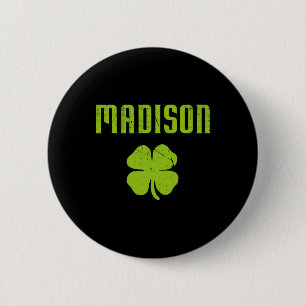 Badge Rond 5 Cm Madison Wi Shamrock Capitale de la ville St Patric