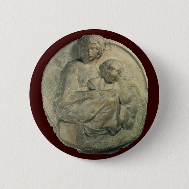 Badge Rond 5 Cm Madonna and Child, Tondo Pitti by Michelangelo (Devant)