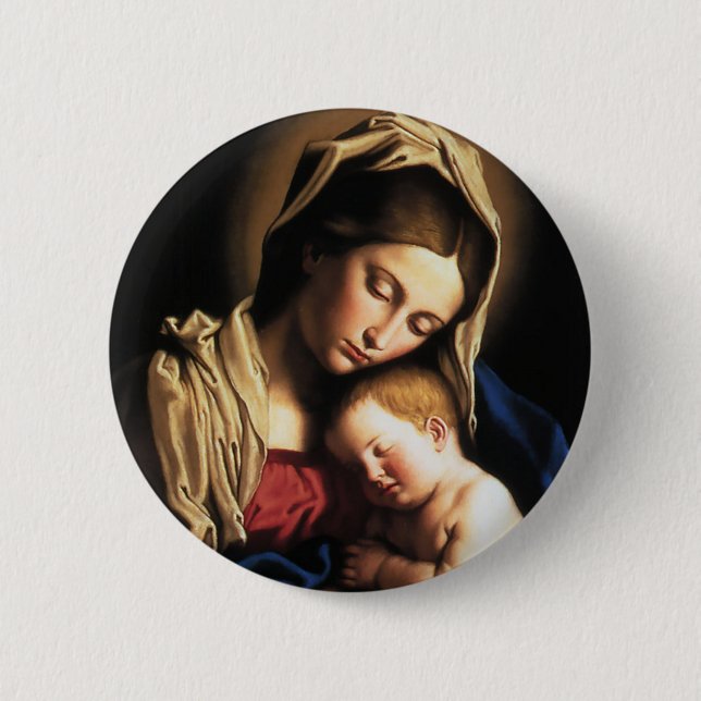 BADGE ROND 5 CM MADONNA ET ENFANT (Devant)