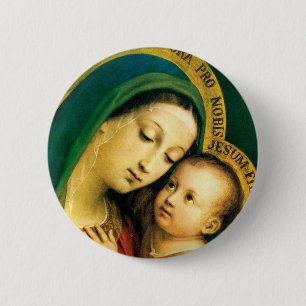 BADGE ROND 5 CM MADONNA ET ENFANT