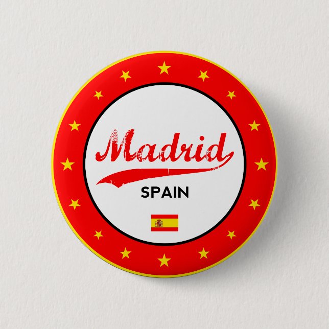 Badge Rond 5 Cm Madrid, Espagne, cercle, blanc (Devant)