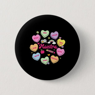 Badge Rond 5 Cm Maestra Saint-Valentin Professeur d'espagnol Conve