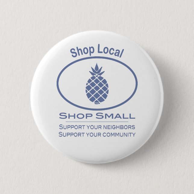 Badge Rond 5 Cm Magasiner local, Acheter Petite ananas bleu (Devant)