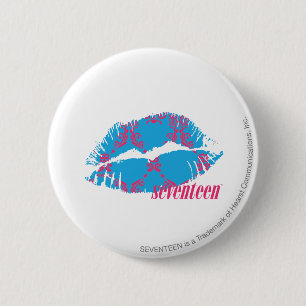 Badge Rond 5 Cm Magenta-Aqua de damassé