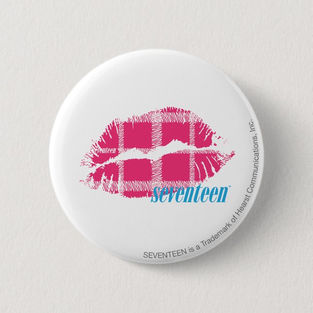 Badge Rond 5 Cm Magenta de plaid (Devant)
