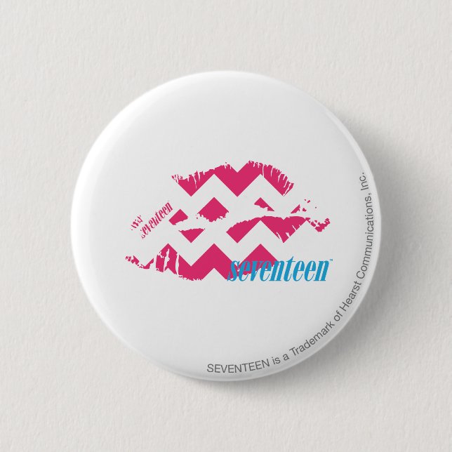 Badge Rond 5 Cm Magenta de zigzag (Devant)