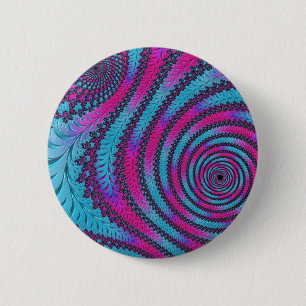 Badge Rond 5 Cm Magenta et cyan spirale