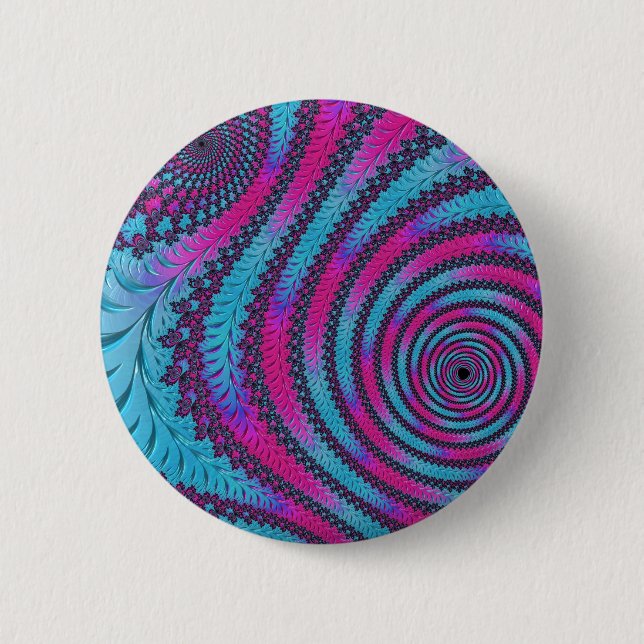 Badge Rond 5 Cm Magenta et cyan spirale (Devant)