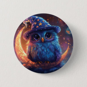 Badge Rond 5 Cm Magic Owl Wizard on the Moon : Magical Imaginaire 
