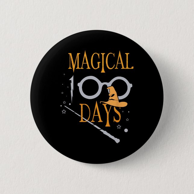 Badge Rond 5 Cm Magical Days Of School 100th Day Teacher Students (Devant)