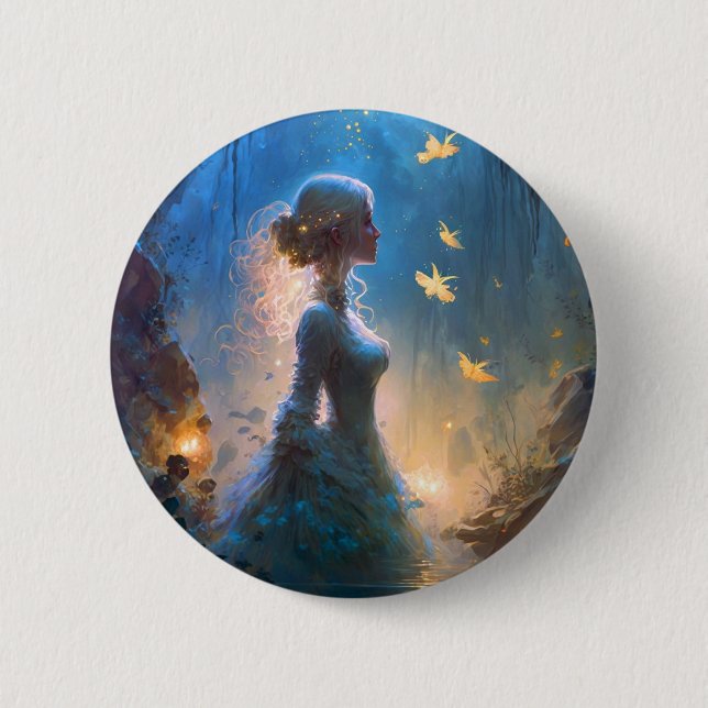 Badge Rond 5 Cm Magical Lady In Water Imaginaire Art (Devant)