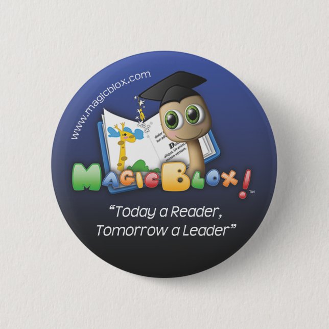 Badge Rond 5 Cm MagicBlox 2" bouton bleu (Devant)