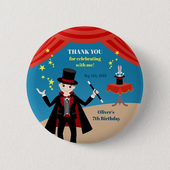 Badge Rond 5 Cm Magicien Boy Show Fête d'anniversaire (Devant)