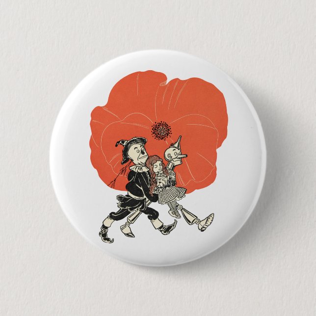 Badge Rond 5 Cm Magicien d'Oz Dorothy et pavots (Devant)