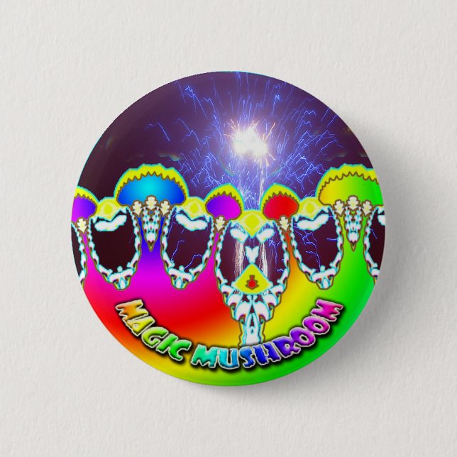 Badge Rond 5 Cm magie-champignon-feux d'artifice (Devant)