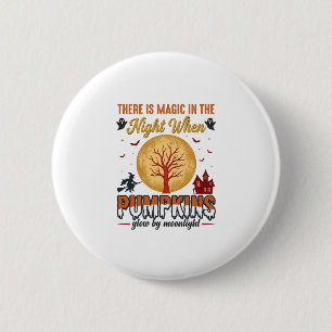 Badge Rond 5 Cm Magie dans la Nuit Citrouilles Halloween Vintage D