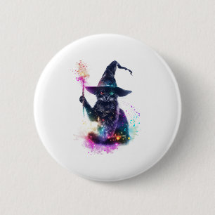 Badge Rond 5 Cm Magie de Chat Sorcier