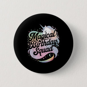 Badge Rond 5 Cm Magique Escouade Anniversaire Unicorn Party Amusem
