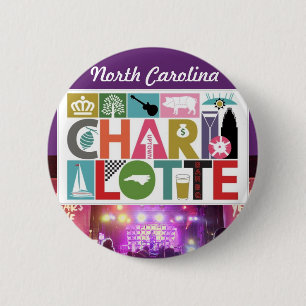 Badge Rond 5 Cm Magnet de ronde de Charlotte-Caroline du Nord