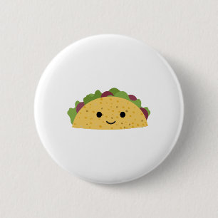 Badge Rond 5 Cm Magnifique Caricature Kawaii Souriant Taco